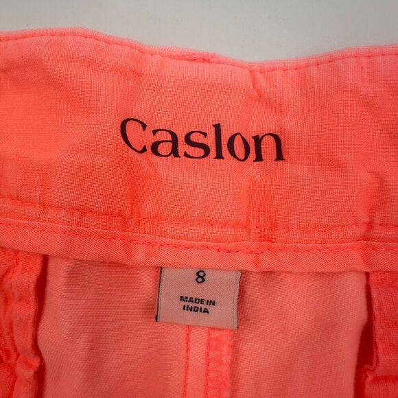 Calson Neon Highlighter Coral Chino Pants Cotton Spandex Stretch Size 8 - Picture 8 of 14
